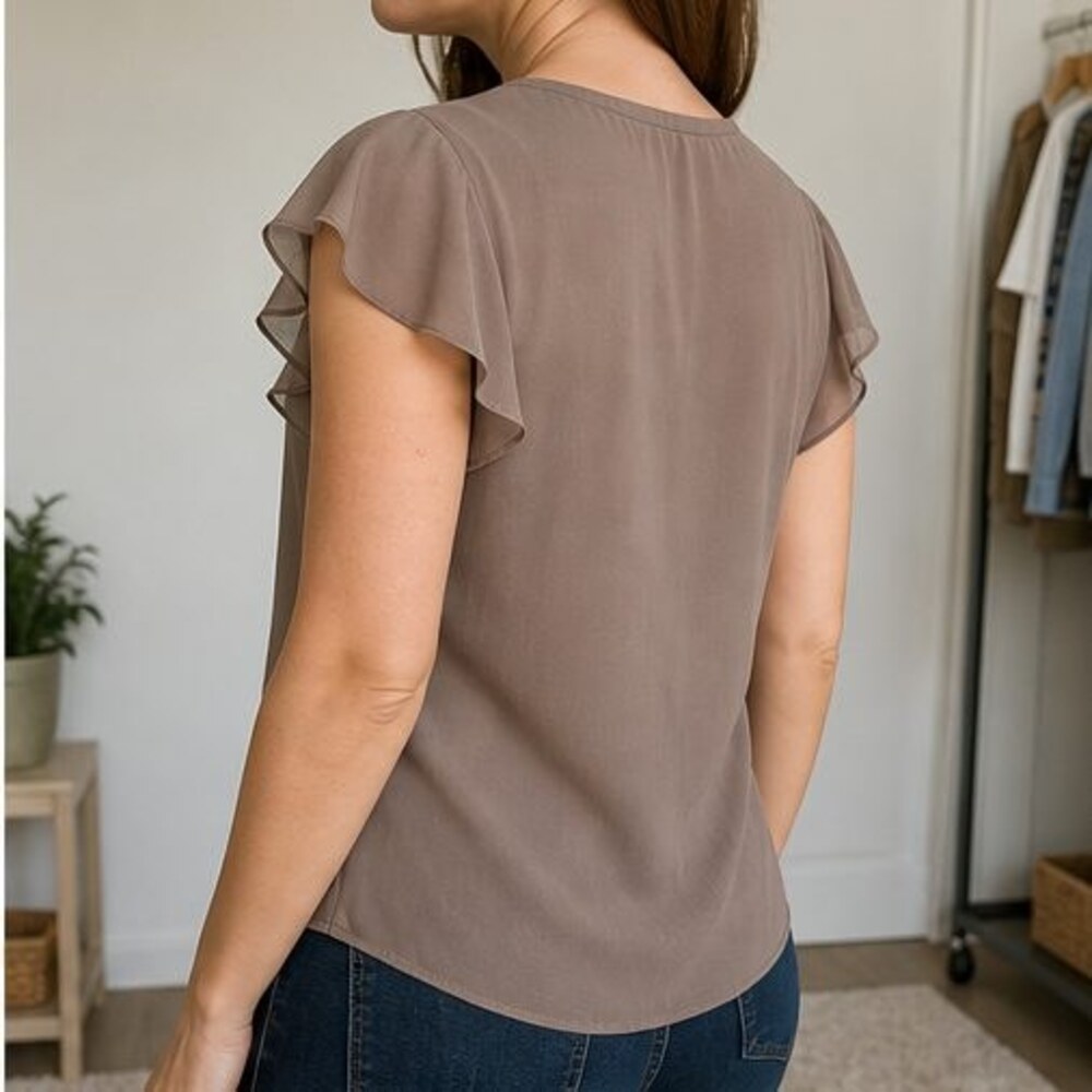 Taupe Smocked Top - Picture 3 of 6